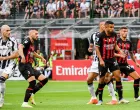 epa10119145 AC Milan's Ante Rebic (2L) scores during the Italian serie A soccer match between Ac Milan and Udinese at Giuseppe Meazza stadium in Milan, Italy, 13 August 2022. EPA/MATTEO BAZZI