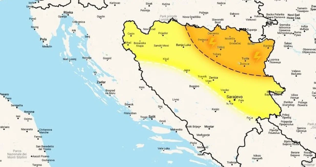 Nevrijeme dolazi sa sjeveroistoka zemlje/BHMEteo/