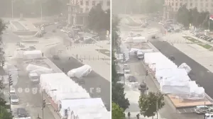 Ćaciji, vjetar u Beogradu, Pionirski park, vjetar nosio šatore u Pionirskom parku/Prtsc