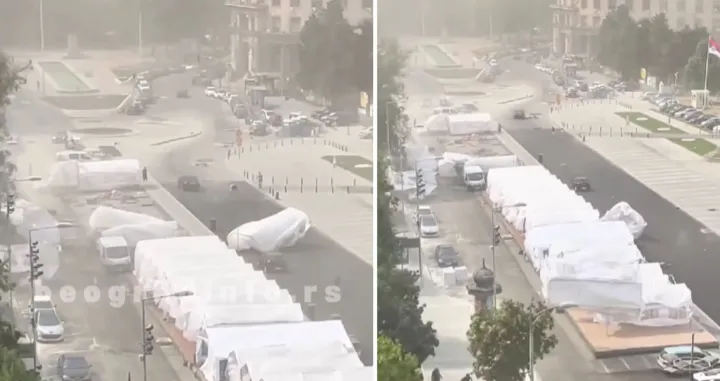 Ćaciji, vjetar u Beogradu, Pionirski park, vjetar nosio šatore u Pionirskom parku/Prtsc