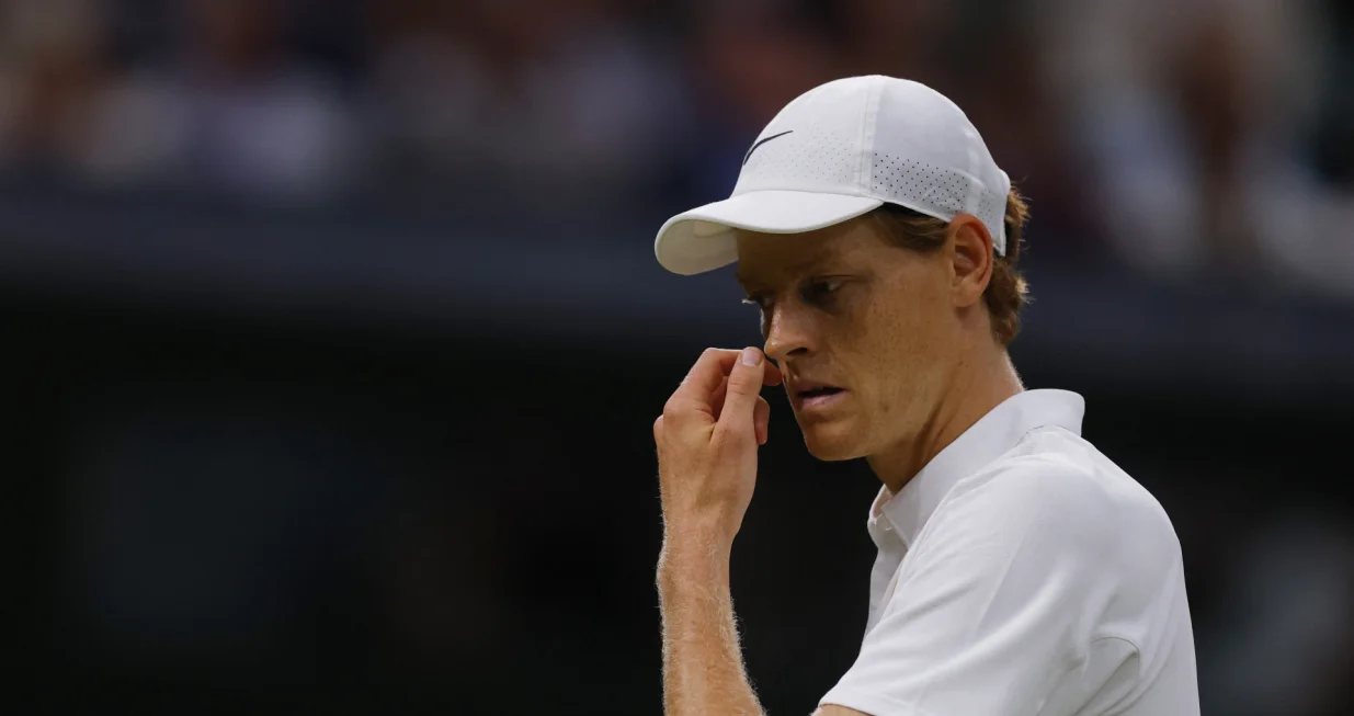 Tennis - Wimbledon - All England Lawn Tennis and Croquet Club, London, Britain - July 7, 2025 Italy's Jannik Sinner reacts during his round of 16 match against Bulgaria's Grigor Dimitrov REUTERS/Andrew Couldridge