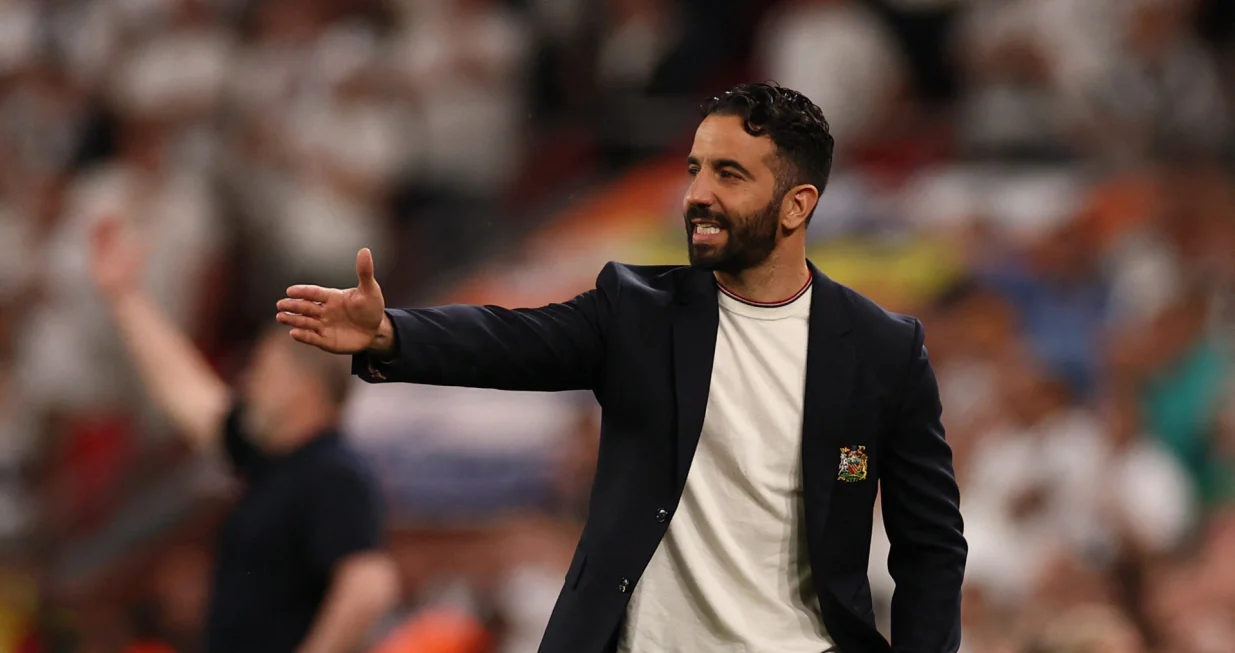 Soccer Football - Europa League - Final - Tottenham Hotspur v Manchester United - San Mames, Bilbao, Spain - May 21, 2025 Manchester United manager Ruben Amorim reacts REUTERS/Isabel Infantes