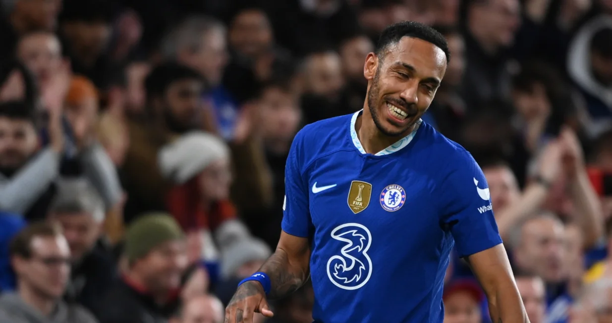 epa10282544 Pierre-Emerick Aubameyang of Chelsea reacts during the UEFA Champions League group E soccer match between Chelsea and Dinamo Zagreb in London, Britain, 02 November 2022. EPA/ANDY RAIN
