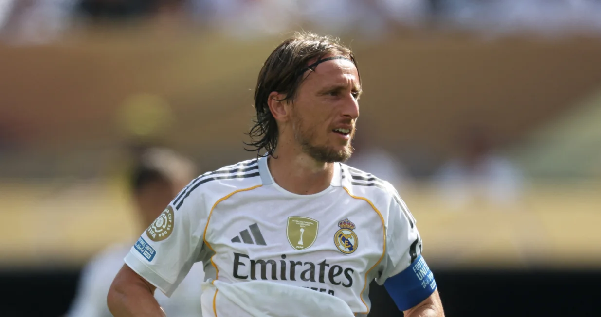 Soccer Football - FIFA Club World Cup - Semi Final - Paris St Germain v Real Madrid - MetLife Stadium, East Rutherford, New Jersey, U.S. - July 9, 2025 Real Madrid's Luka Modric looks dejected after the match IMAGN IMAGES via Reuters/Vincent Carchietta