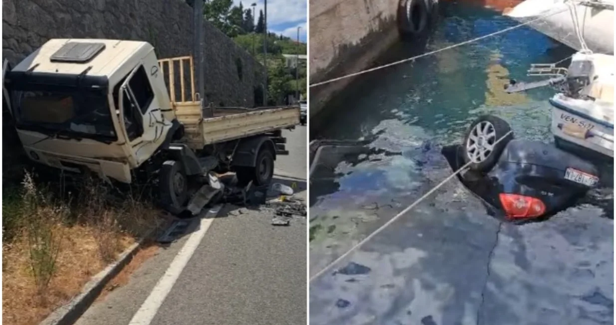 Automobil završio u moru/Printscreen/Facebook//