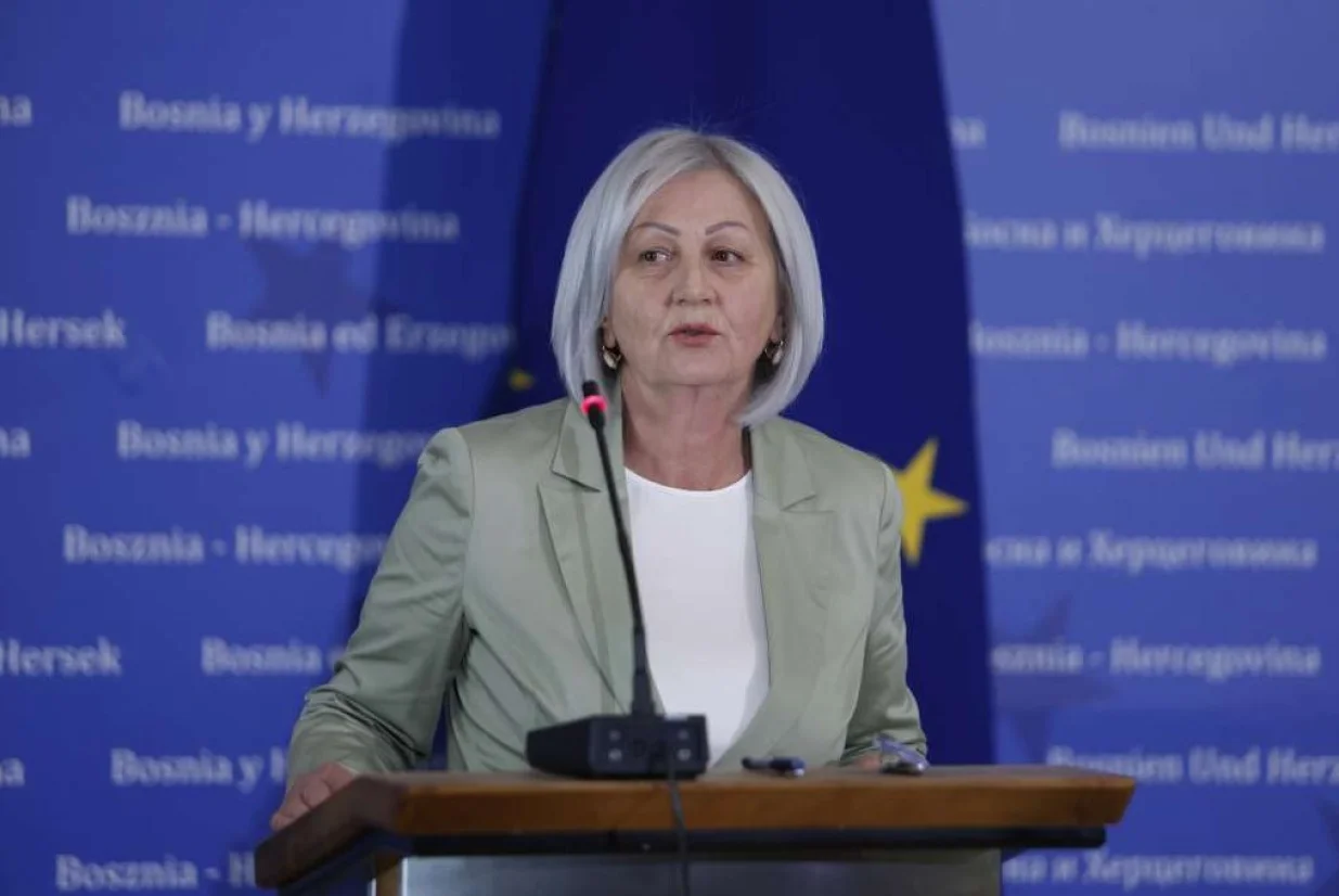 Borjana Krišto, predsjedavajuća Vijeća ministara BiH, obraćanje nakon sjednice/Fena