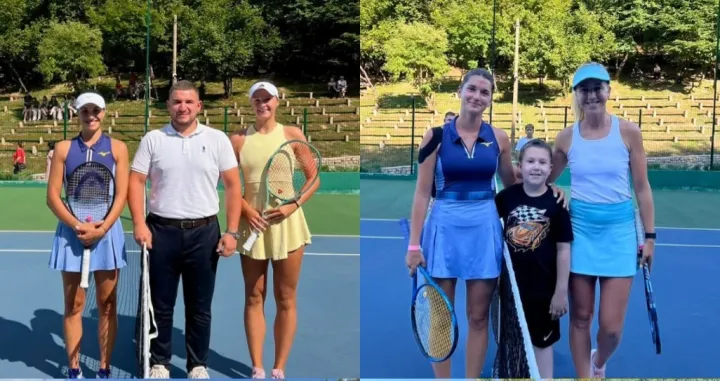 Katarina Kuzmova (žuta oprema) i Ema Burgić (plavo-bijela oprema)