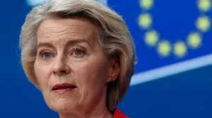 FILE PHOTO: European Commission President Ursula von der Leyen attends a press conference with Polish Prime Minister Donald Tusk and European Council President Antonio Costa, on the day of the European Union leaders summit in Brussels, Belgium June 26, 2025. REUTERS/Yves Herman/File Photo/Yves Herman