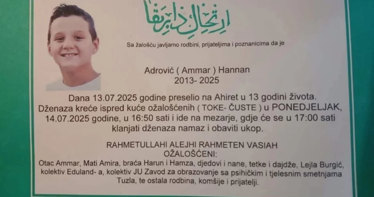 Dženaza Hannanu Adroviću/Društvene Mreže