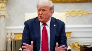 U.S. President Donald Trump meets with NATO Secretary General Mark Rutte (not pictured), on the day he announces a deal to get weapons to NATO, in the Oval Office at the White House in Washington, D.C., U.S., July 14, 2025. REUTERS/Nathan Howard/Nathan Howard