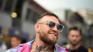 epa09982207 Irish professional mixed martial artist Conor McGregor arrives for the qualification of the Formula One Grand Prix of Monaco at the Circuit de Monaco in Monte Carlo, Monaco, 28 May 2022. EPA/CHRISTIAN BRUNA