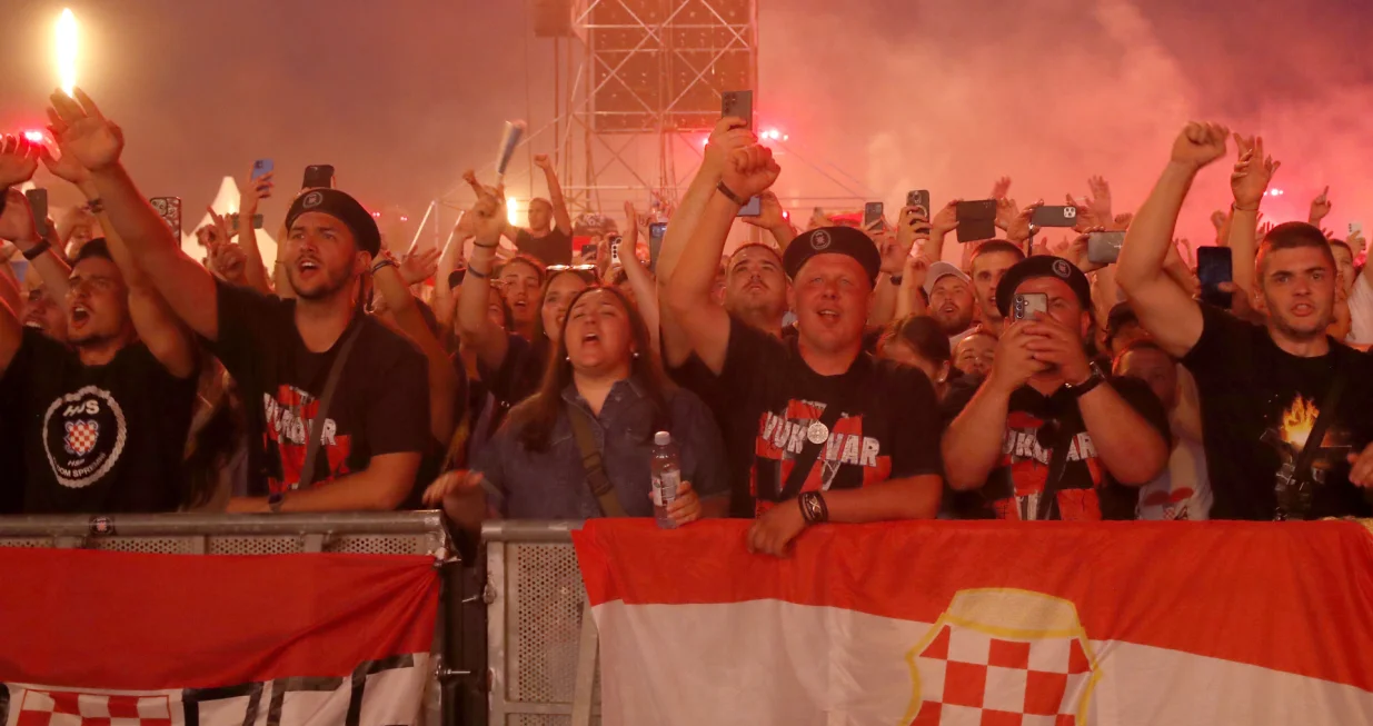 ZAGREB, HRVATSKA - 5. JULI 2025. Marko Perković Thompson u subotu navečer održao je veliki koncert na zagrebačkom Hipodromu, kojemu je, prema dostupnim podacima, prisustvovalo oko pola miliona ljudi (Stipe Majic - Anadolu Agency)/