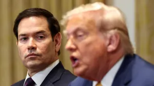 U.S. President Donald Trump and U.S. Secretary of State Marco Rubio attend a cabinet meeting at the White House in Washington, D.C., U.S., July 8, 2025. REUTERS/Kevin Lamarque  TPX IMAGES OF THE DAY/Kevin Lamarque