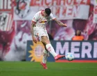 Soccer Football - Bundesliga - RB Leipzig v Bayern Munich - Red Bull Arena, Leipzig, Germany - May 3, 2025 RB Leipzig's Benjamin Sesko scores their first goal REUTERS/Annegret Hilse DFL REGULATIONS PROHIBIT ANY USE OF PHOTOGRAPHS AS IMAGE SEQUENCES AND/OR QUASI-VIDEO.