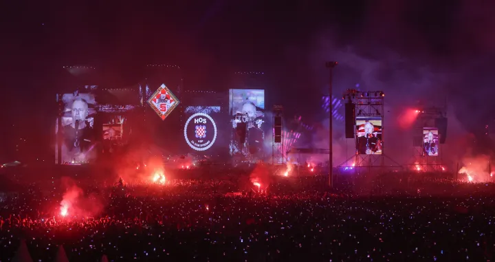 05.07.2025., Zagreb - Koncert Marka Perkovica Thompsona na Hipodromu.Koreografija dronova. Photo: Igor Kralj/PIXSELL/Igor Kralj/pixsell