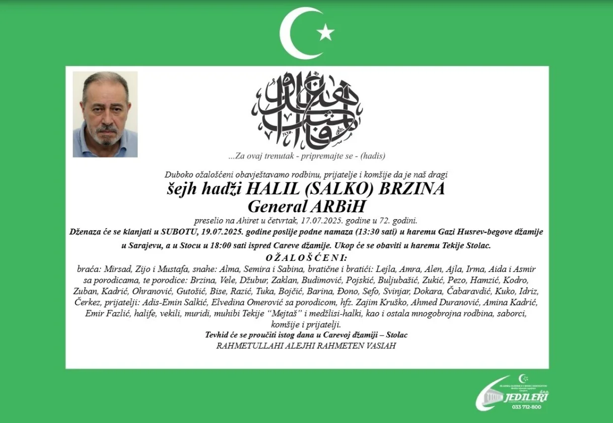 Halil Brzina, smrtovnica//