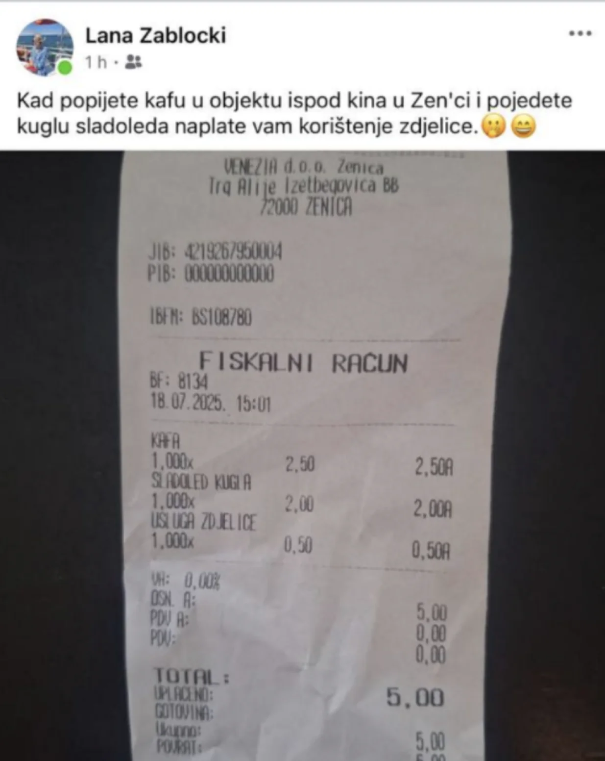 Objava Lane Zablocki na društvenim mrežama/Lana Zablocki