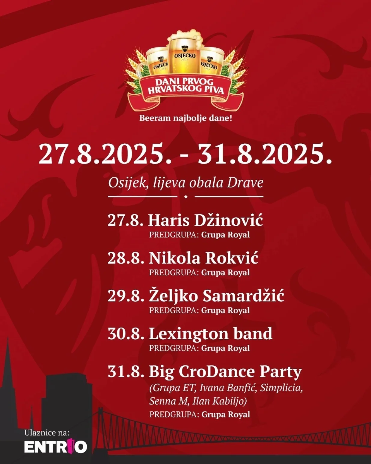 Dani hrvatskog piva, Osijek, pjevači na manifestaciji/