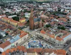 25.06.2023., Osijek - Zracna fotografija PRO 3x3 Toura koj ise odrzava na Trgu na Ante Starcevica. Photo: Davor Javorovic/PIXSELL/Davor Javorovic/pixsell