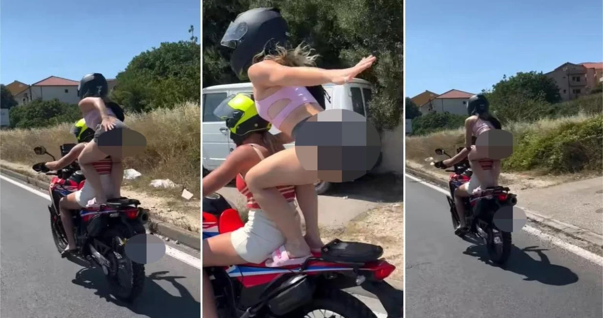 Opasna vožnja na motoru, Split, djevojka stajala na motoru, pokazivala zadnjicu/Dalmacija Danas