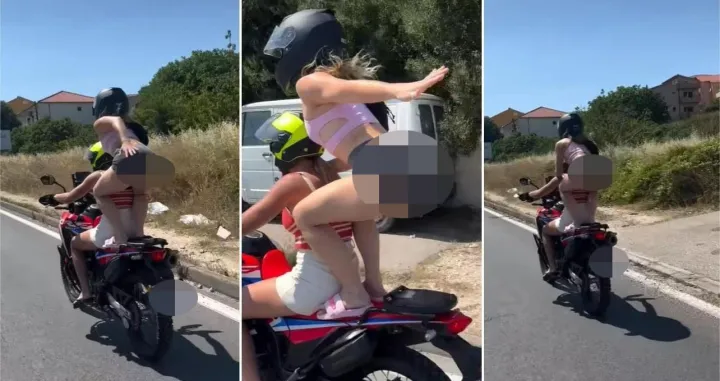 Opasna vožnja na motoru, Split, djevojka stajala na motoru, pokazivala zadnjicu/Dalmacija Danas