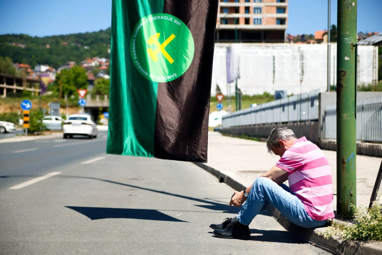 Protesti zeničkih rudara ispred Vlade FBiH/Damir Deljo