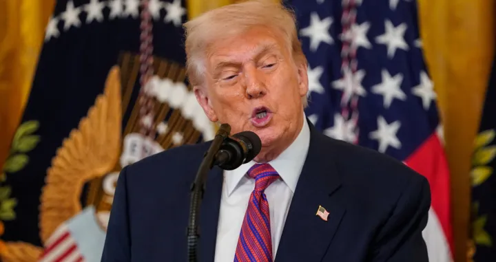U.S. President Donald Trump speaks before signing the "Genius Act", which will develop regulatory framework for stablecoin cryptocurrencies and expand oversight of the industry, at the White House in Washington, D.C., U.S., July 18, 2025. REUTERS/Nathan Howard/Nathan Howard