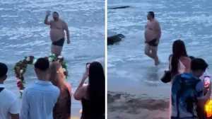 Prosidba u Umagu, Hrvatska, kupač ukrao show/Prtsc