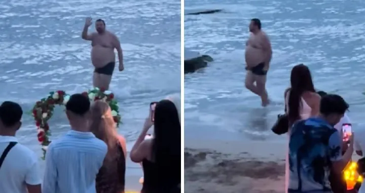 Prosidba u Umagu, Hrvatska, kupač ukrao show/Prtsc