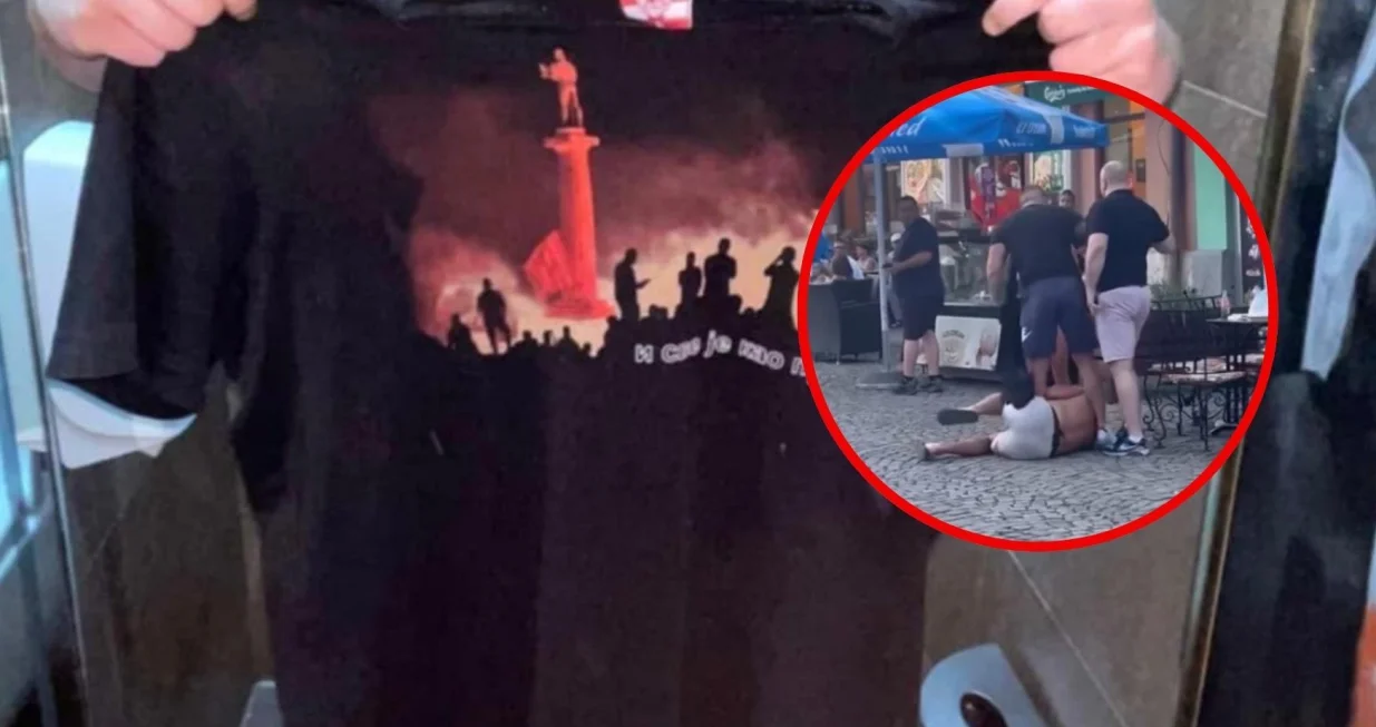 Napad u Tuzli, hoda u majici navijača Crvene Zvezde, pretučen, skinuta mu majica, Tuzla/Crna-hronika.info