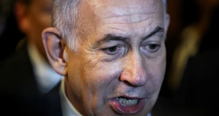 FILE PHOTO: Israel's Prime Minister Benjamin Netanyahu visits Capitol Hill, on the day he meets with Senate Republican Leader John Thune (R-SD) and other senators, in Washington, D.C., U.S., July 9, 2025. REUTERS/Evelyn Hockstein/File Photo/Evelyn Hockstein