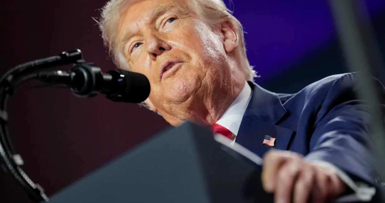 U.S. President Donald Trump delivers remarks on artificial intelligence at the "Winning the AI Race" Summit in Washington D.C., U.S., July 23, 2025. REUTERS/Kent Nishimura/Kent Nishimura