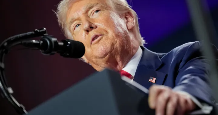 U.S. President Donald Trump delivers remarks on artificial intelligence at the "Winning the AI Race" Summit in Washington D.C., U.S., July 23, 2025. REUTERS/Kent Nishimura/Kent Nishimura