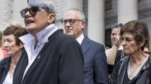 epa10039687 Isabell Maxwell (L), Kevin Maxwell (2-R), and Christine Maxwell (R), stand with attorney Bobbi Sternheim (2-L), who is speaking to the media, outside of a United States Federal Courthouse after Maxwell was sentenced to 20 years in prison on sex trafficking charges related to her time working with Epstein, in New York, New York, USA, 28 June 2022. EPA/JUSTIN LANE/Justin Lane