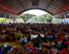 People rest inside a temporary shelter in Srisaket province, after Thailand and Cambodia exchanged heavy artillery fire for a second day on Friday as border fighting intensified and spread, while Cambodia's leader said Thailand had agreed to a Malaysian ceasefire proposal but then backed down, Thailand, July 26, 2025. REUTERS/Athit Perawongmetha/Athit Perawongmetha