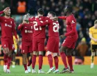 epa10394725 Darwin Nunez of Liverpool celebrates scoring the 1-1 goal during the 3rd round FA Cup soccer match between Liverpool and Wolverhampton Wanderers at Anfield in Liverpool, Britain, 07 January 2023. EPA/ADAM VAUGHAN