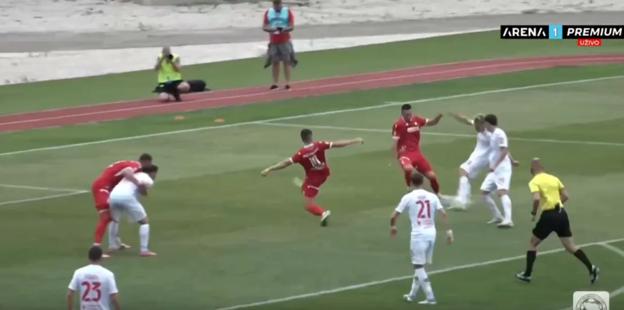 Gol Lauša za 1:1 (FOTO: Screenshot/Arena Sport)