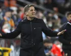 epa09804409 Granada's head coach Robert Moreno reacts during the Spanish LaLiga soccer match between Valencia CF and Granada CF in Valencia, eastern Spain, 05 March 2022. EPA/Juan Carlos Cardenas
