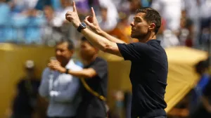 Soccer Football - FIFA Club World Cup - Group H - Real Madrid v Pachuca - Bank of America Stadium, Charlotte, North Carolina, U.S. - June 22, 2025 Real Madrid coach Xabi Alonso REUTERS/Susana Vera