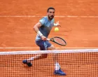 Tennis - French Open - Roland Garros, Paris, France - May 28, 2025 Bosnia's Damir Dzumhur in action during his second round match against France's Giovanni Mpetshi Perricard REUTERS/Lisi Niesner
