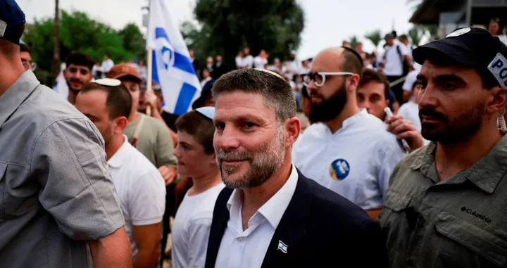 FILE PHOTO: Israeli Finance Minister Bezalel Smotrich walks to visit the Damascus Gate to Jerusalem's Old City, as Israelis mark Jerusalem Day, in Jerusalem May 26, 2025. REUTERS/Ammar Awad/File Photo/Ammar Awad