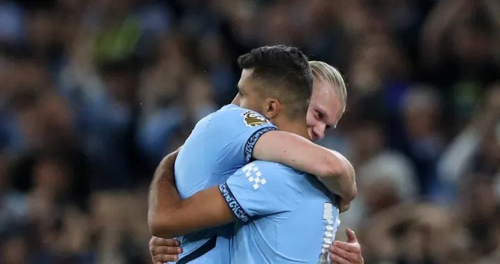 Soccer Football - Premier League - Manchester City v AFC Bournemouth - Etihad Stadium, Manchester, Britain - May 20, 2025 Manchester City's Rodri comes on as a substitute to replace Erling Haaland REUTERS/Scott Heppell EDITORIAL USE ONLY. NO USE WITH UNAUTHORIZED AUDIO, VIDEO, DATA, FIXTURE LISTS, CLUB/LEAGUE LOGOS OR 'LIVE' SERVICES. ONLINE IN-MATCH USE LIMITED TO 120 IMAGES, NO VIDEO EMULATION. NO USE IN BETTING, GAMES OR SINGLE CLUB/LEAGUE/PLAYER PUBLICATIONS. PLEASE CONTACT YOUR ACCOUNT REPRESENTATIVE FOR FURTHER DETAILS..