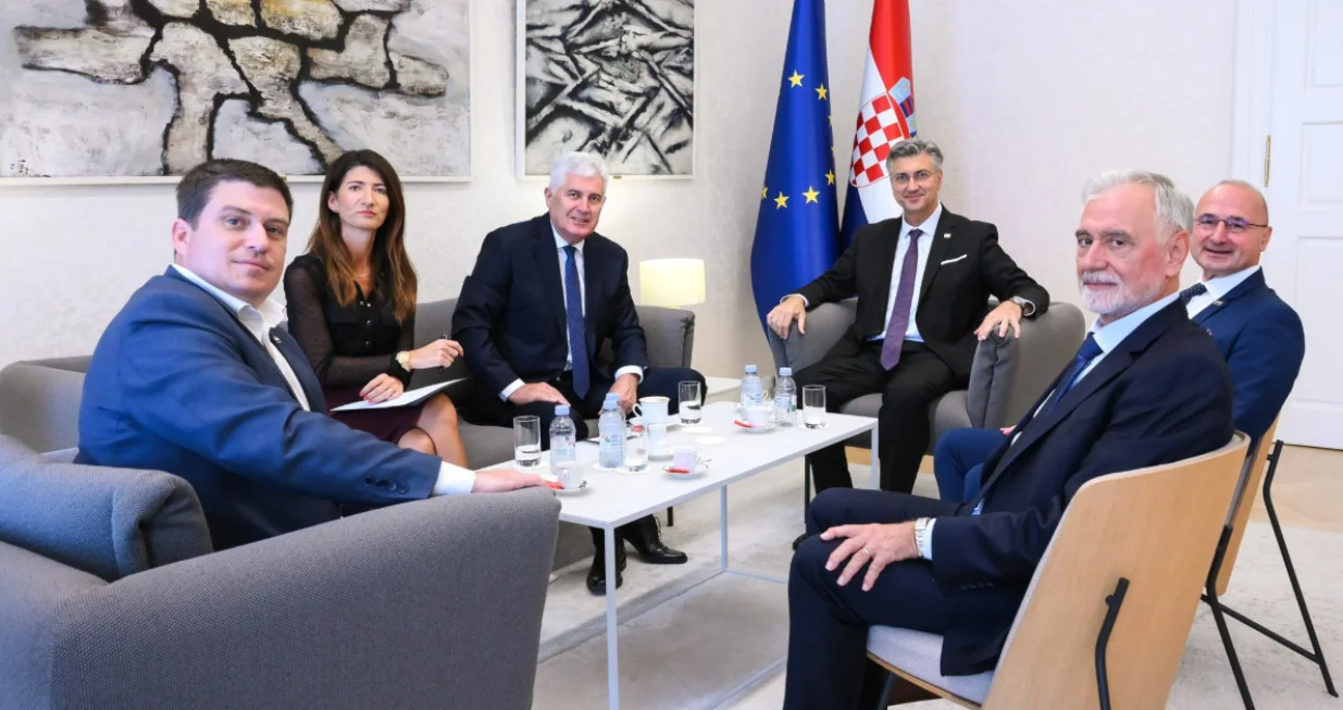 Dragan Čović, Andrej Plenković, Gordan Grlić Radman, sastanak u Zagrebu, Banski dvori/X.com