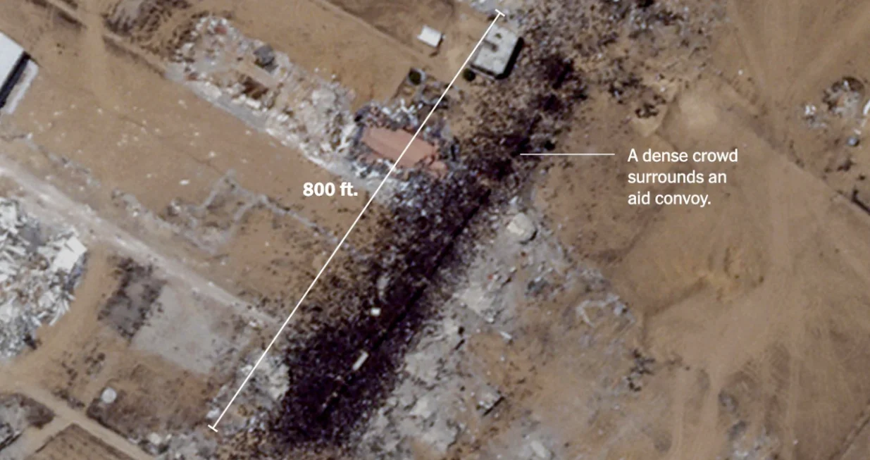 satelitski snimak, gaza, palestina, glad, humanitarna pomoć/Screenshot