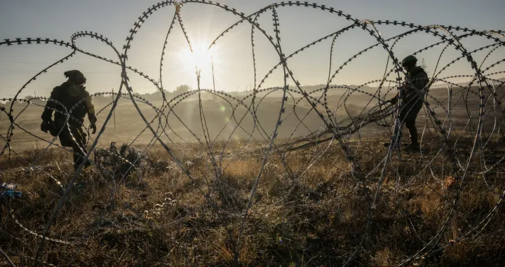 FILE PHOTO: Sappers of the 24th mechanized brigade named after King Danylo install non-explosive obstacles along the front line, amid Russia's attack on Ukraine, in the outskirts of the town of Chasiv Yar in Donetsk region, Ukraine October 30, 2024. Oleg Petrasiuk/Press Service of the 24th King Danylo Separate Mechanized Brigade of the Ukrainian Armed Forces/Handout via REUTERS ATTENTION EDITORS - THIS IMAGE HAS BEEN SUPPLIED BY A THIRD PARTY./File Photo/Ukrainian Armed Forces