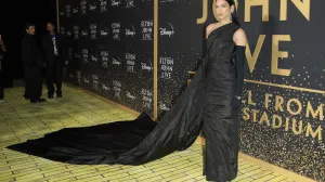 epa10317617 Dua Lipa poses at the 'Elton John Live: Farewell from Dodger Stadium' event, streamed by Disney+, in Los Angeles, California, USA, 20 November 2022 (issued 21 November 2022). British Sir Elton John's farewell performance of the 'Goodbye Yellow Brick Road Tour' took place at Dodgers Stadium. EPA/NINA PROMMER/Nina Prommer