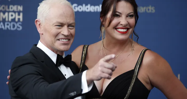 epa10026442 US actor Neal McDonough (L) and Ruve McDonough pose during the closing ceremony of the 61st Monte-Carlo Television Festival, in Monaco, 21 June 2022. EPA/SEBASTIEN NOGIER/Sebastien Nogier