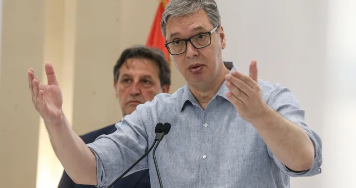 BEOGRAD, SRBIJA - 23. jun 2025: Srbija želi mir na Bliskom i Srednjem istoku, nama su prijateljske zemlje i Izrael i Iran, poručio je predsjednik Srbije Aleksandar Vučić govoreći o posljednjim dešavanjima na Bliskom istoku i sukobu Izraela i Irana (Filip Stevanovic - Anadolu Agency)/