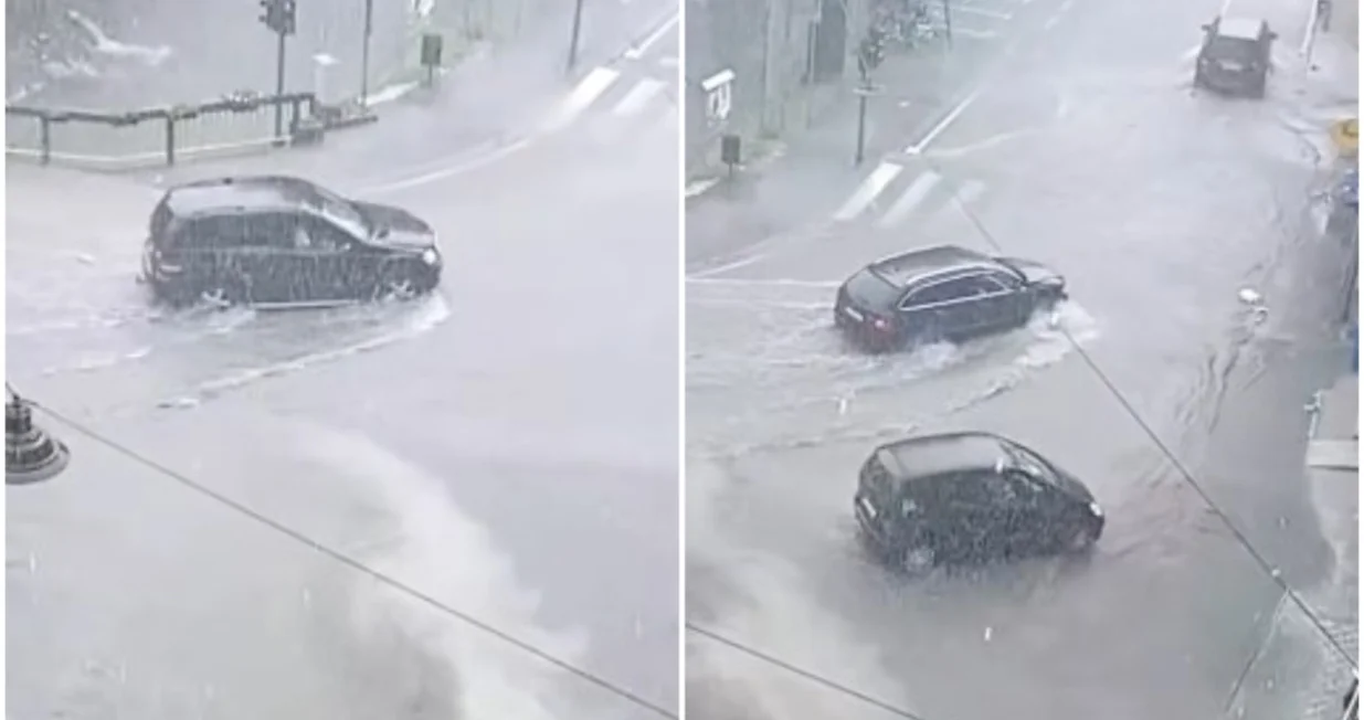 Jaka kiša u Tešnju/Printscreen/Facebook//