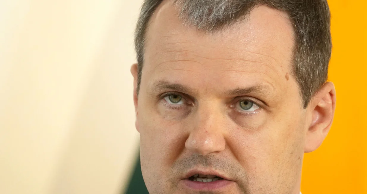 FILE PHOTO: Lithuanian Prime Minister Gintautas Paluckas speaks during press conference in Riga, Latvia May 30, 2025. REUTERS/Ints Kalnins/File Photo/Ints Kalnins